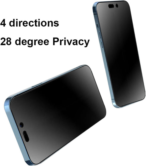 2 Pack Anti-Spy 360° Matte Tempered Glass for iPhone 14 Pro Max - 6.7" Anti-Glare Screen Protector, 4-Sides Privacy Film