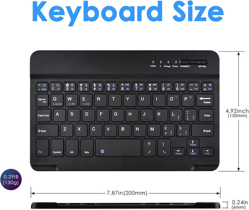 DETUOSI Universal 7-8 inch Wireless Keyboard, Multi-Device Portable Ultrathin (6mm) Lightweight for iOS/Android/Windows