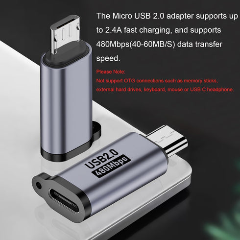 AreMe Micro USB 2.0 to USB C Adapter (4 Pack), USB Type C Female to Micro USB Male Converter for Samsung Galaxy S7 S7