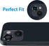 iPhone 15 & 15 Plus Camera Lens Protector - 9H Tempered Glass, Anti-Scratch, Shockproof Metal Ring - 2 Pcs Black