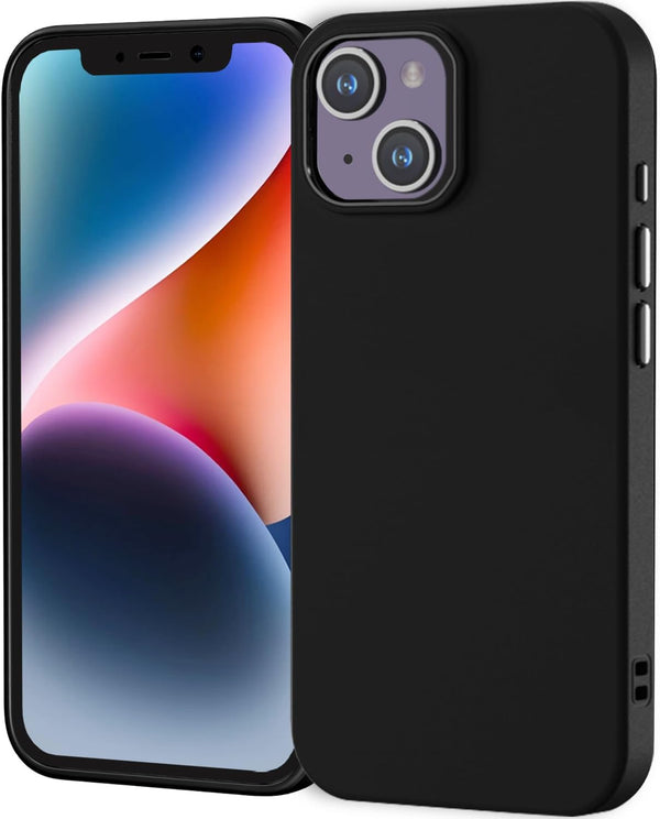 TENOC Phone Case for iPhone 13 & iPhone 14, Black Anti-Fingerprint Protective Bumper Matte Cover for 6.1 Inch