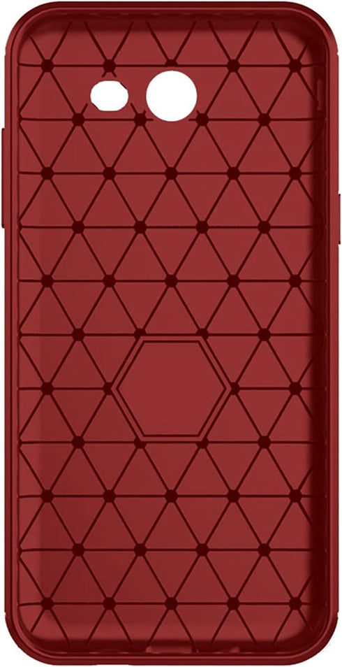 Asuwish Phone Case for Samsung Galaxy J7 Prime 2017 J7V S727VL with Tempered Glass Protector, Red Soft Silicone Cover