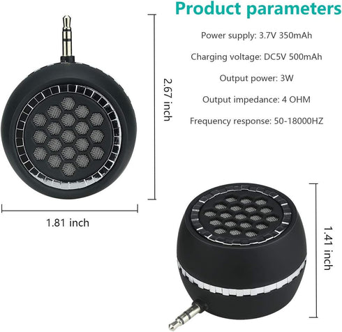 Mini Portable Speaker, 3W Mobile Phone Speaker with Clear Bass, 3.5mm AUX Interface, Plug and Play for iPhone,