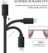 DEEGO 2-Pack Charging Cable for Samsung Galaxy S7, 6Ft & 10Ft Fast Charger for Android, LG, Moto, PS4, Black.