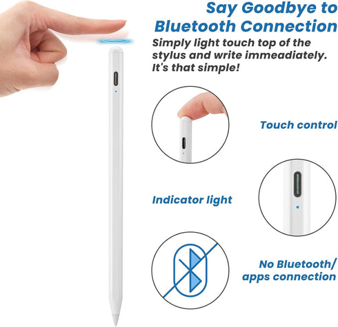 Electronic Stylus Pen for Lenovo Duet Chromebook 2 in 1 - 1.2mm Replaceable Plastic Tip Stylist Pencil, White