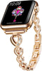 Dainty Heart Bands for Apple Watch 38mm 40mm 41mm 42mm, Adjustable Bling Metal Strap for Women, Rose Gold