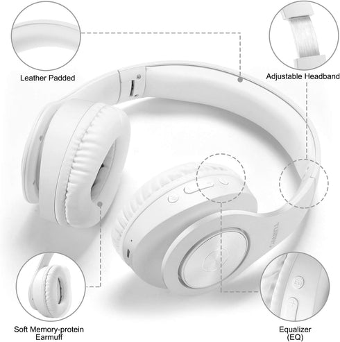 TUINYO Bluetooth Headphones Wireless, Over Ear Stereo Headset with 40H Playtime