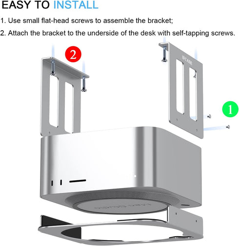 IFCASE Aluminum Under Desk Stand Mount for Mac Studio M2 M1 Max, Ultra with Anti-Scratch Pad (Silver)
