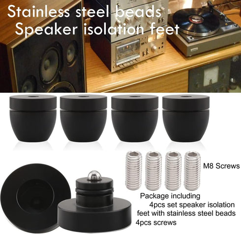 Tertullus 4 Pcs Ball Beads Speaker Isolation Feet Turntable Platform Pads Audio Shock Absorber Subwoofer Isolation Feet 33×30 Pad Speaker Stand(Black)