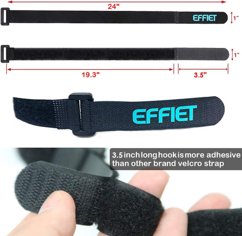 12 Packs Fastening Cord Wrap, 1 x 24 Inches Hook and Loop Cinch Straps for Bike, Sleeping Bag Storage