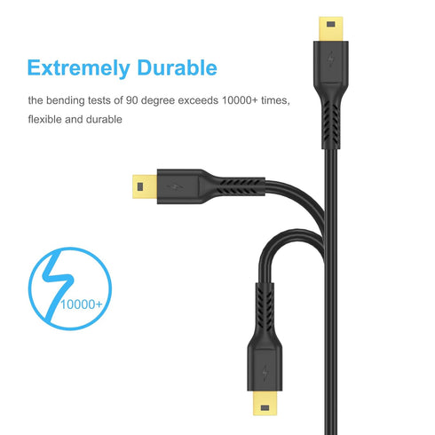 Durable 3ft Mini USB Cable, Standard USB 2.0 to Mini B Male Charger for PS3, MP3, Camera, Dash Cam, Garmin GPS, Hero 3+