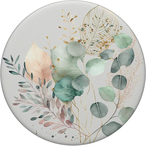 Botanical Watercolor Eucalyptus Leaves Green Blossom | Flowery PopSockets Adhesive PopGrip