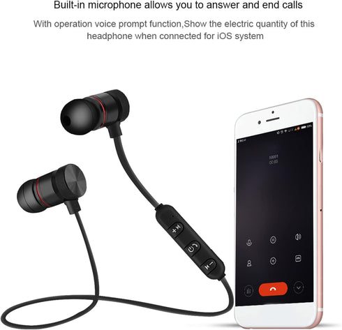 POCREATION Bluetooth Neckband Headphones, Wireless Sports Earphone Headset, Noise Cancelling for Gym Workout Running