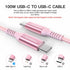 15ft USB C to USB C Cable (2-Pack) Pink, 100W Fast Charging Braided Cable for iPhone 15 Pro Max, MacBook Pro, iPad Pro