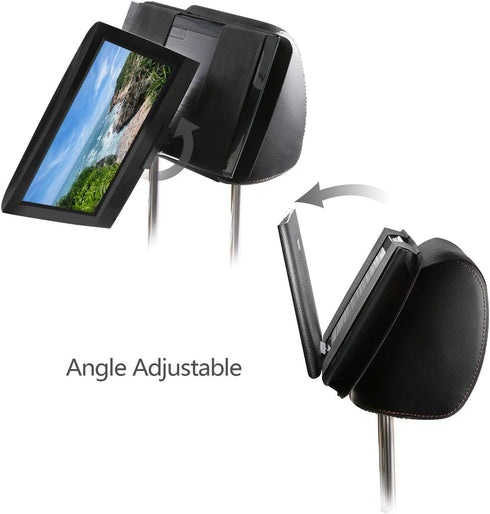 DVD Player Headrest Mount Holder for Portable DVD Player, Car Back Seat Holder for 7 inch to 12 inch - Black