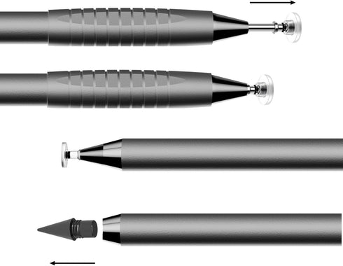 2 in 1 Stylus Pens for iPad, Universal Touch Screens, High Sensitive & Precision Capacitive Disc Tip Pen (Grey)