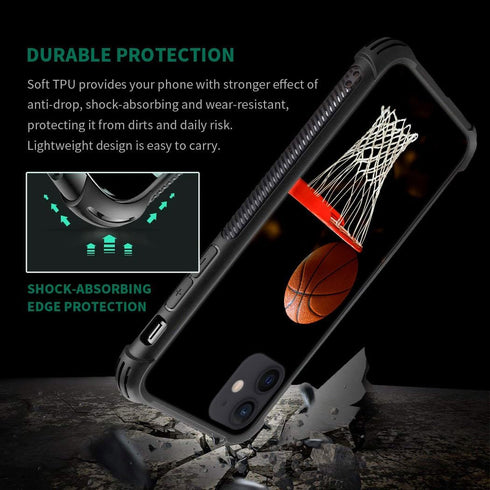 Basketball Hoop Pattern Case for iPhone 12 Mini - Anti-Scratch, Shockproof Cover for Boys & Men - 5.4 inch Compatibility