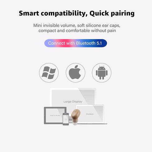 Single Bluetooth Wireless Earbud, Mini Invisible in-Ear Headphone with 12 Hours Battery Life for Sports and Work