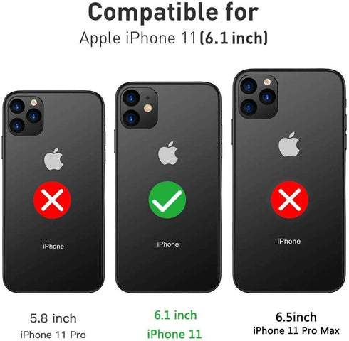 iPhone 11 Case with Belt Clip Holster, Kickstand & 2 Screen Protectors, Heavy Duty Shockproof Drop-Proof Cover 6.1"
