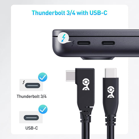 Cable Matters 40Gbps Right Angle USB 4 Cable, 3.3 ft, Supports 8K@60Hz Video and 240W Charging, Compatible with