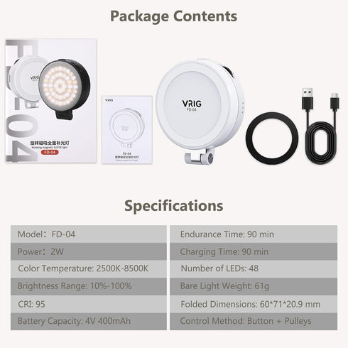 VRIG Select 360 VRIG Magnetic Selfies Light, LED Fill Light Compatible with Mag-Safe,Portable LED Selfie Ring Fill