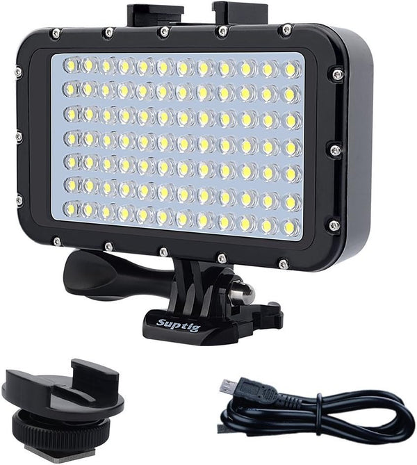Suptig Underwater Lights Dive Light, 84 LED Waterproof Video Light for GoPro, Canon, Nikon, 164ft Depth
