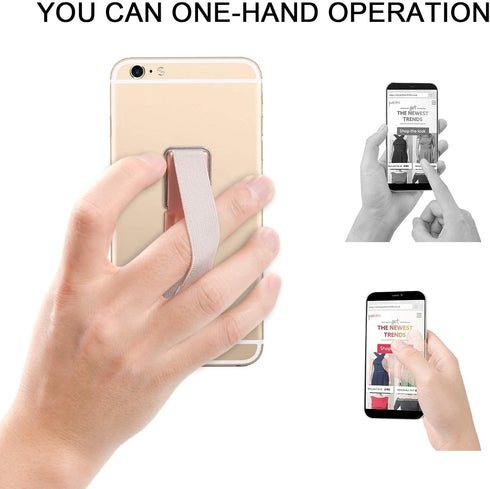CISID Phone Strap 4 Pcs with Stand, Finger Holder for iPhone Samsung & Most Smartphones (Black, Silver, Rose Gold)
