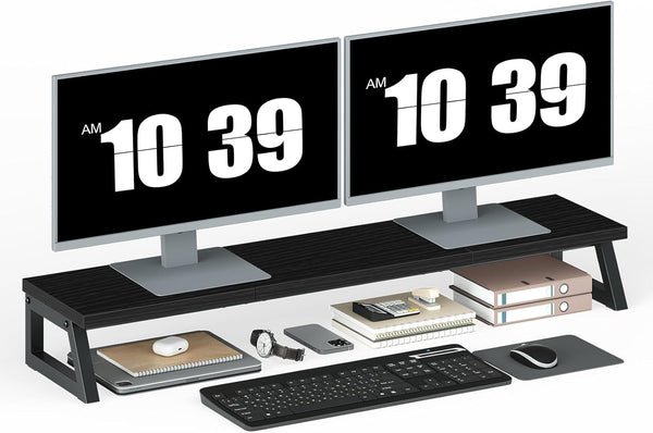 HOOBRO Dual Monitor Stand Riser, 39 Inch Large Computer Monitor Stand for