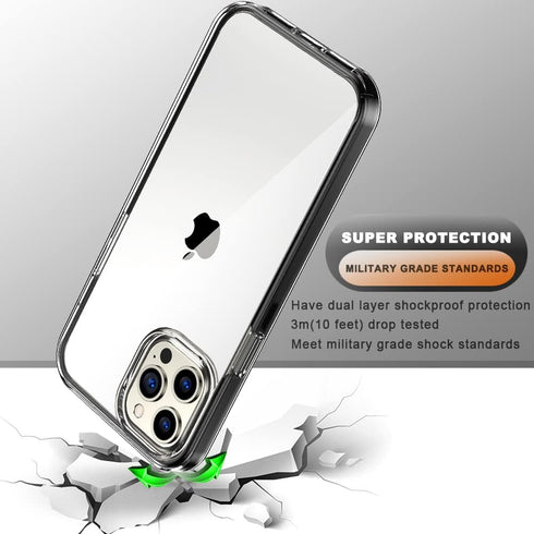 COOLQO Compatible iPhone 13 Pro Case, Black, with 2 x Tempered Glass Screen Protector, 360 Full Body Coverage