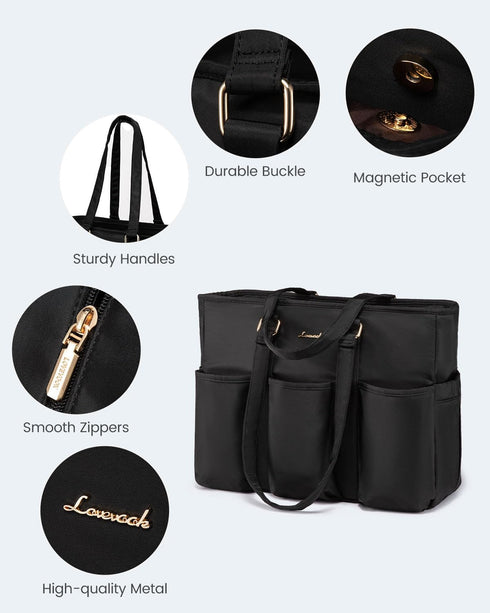 LOVEVOOK Laptop Tote Bag for Women Work, Teacher Tote Bag Nurse Bag With Large Cup Holder, Utility Professional