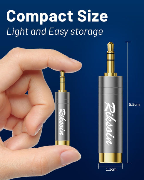 1/4'' to 3.5mm Stereo Pure Copper Headphone Adapter, 3.5mm Plug Male to 6.35mm Jack Female Stereo Adapter for