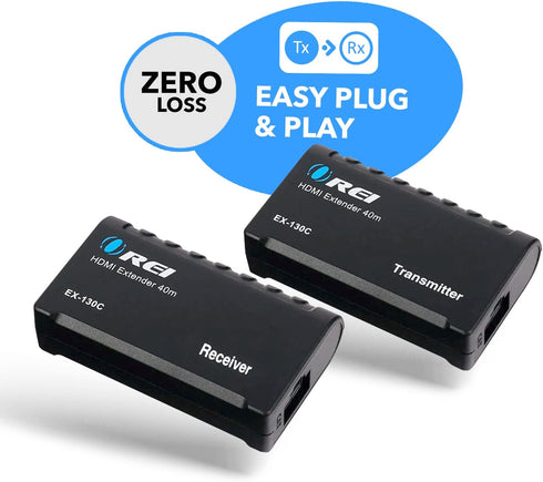 OREI 1080p HDMI Extender Over Ethernet up to 131 Feet - 1080@60Hz HDMI 1.4 HDCP 1.4, Power Over Cable (EX-130C)