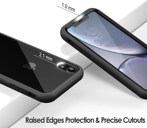 JETech Case for iPhone XR - 6.1-Inch with Built-in Anti-Scratch Screen Protector, Rugged Clear-Back Cover (Black)