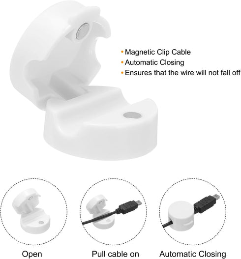 6Pcs 7mm MECCANIXITY Wire Cord Organizer Holder,White Self Adhesive Magnetic Cable Clips for Cable Desk Charging