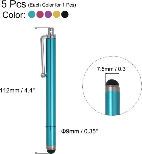 MECCANIXITY 5pcs Stylus Pens for Touch Screens Universal Capacitive Stylus Pencil High Sensitivity Precision for Phone Tablet All Capacitive Touch Screen Device
