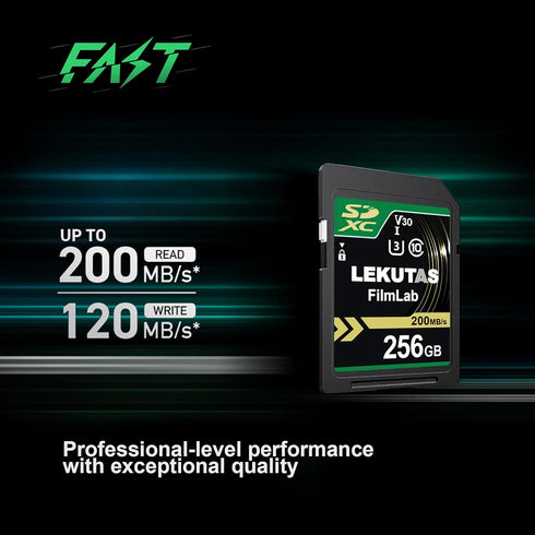 256GB SDXC UHS-I Memory Card - Up to 200MB/s Read Speed, C10, U3, V30, 4K UHD for Canon Nikon Sony Panasonic DSLR