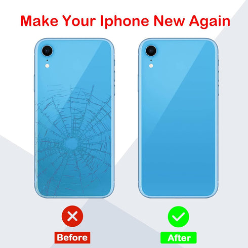 OEM Rear Back Glass Replacement for iPhone XR 6.1 Inches with Professional Repair Tool Kit (Blue)
