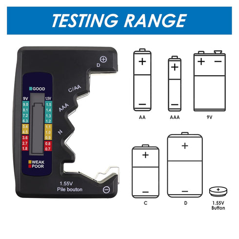 Digital Universal Battery Tester for All Battery C AA AAA D N 9V 6F22 1.5V Button Cell Small Mini Batteries