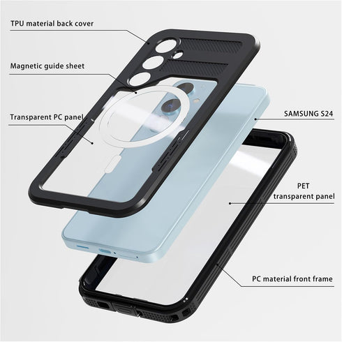 AICase Waterproof Case for Samsung Galaxy S24 (6.1"), MagSafe Snowproof Dustproof Shockproof, IP68 Certified Protection
