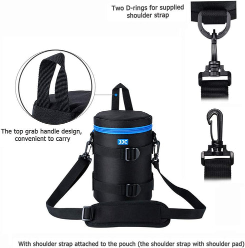 JJC Camera Lens Pouch Case for Canon EF 70-200mm, Nikon Nikkor AF-S 70-200mm & More, Zipper Polyester Bag