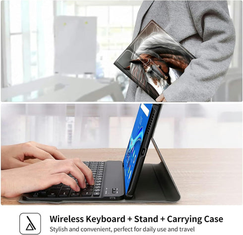 Horse Keyboard Case for iPad 10th Generation 10.9 Inch 2022, Slim Stand Protective Cover with Detachable Bluetooth