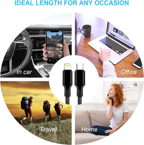Cugunu 5-Pack USB C to Lightning Cable, MFi Certified, Fast Charging, 3/3/6/6/10FT for iPhone 14/13/12/11/XS/XR/X/8 -