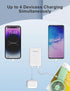 miisso 6000mah Ultra Slim Power Bank, Card Size Built in USB C Cords Battery Pack, Portable Charger for Phones, Snow