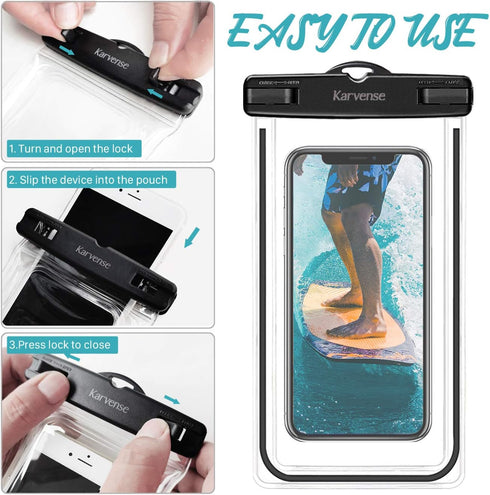 Waterproof Cell Phone Pouch Case, 4 Pack Universal Luminous Waterproof Phone Bag for Beach, Shower, Pool
