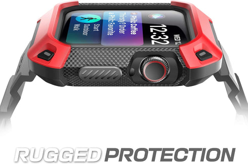 SUPCASE Unicorn Beetle Pro Case for Apple Watch 9/8/7/6/SE/5/4 45/44mm with Band, Rugged Men Cover, Red