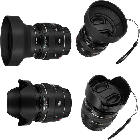 Veatree 67mm Lens Hood Set, Collapsible Rubber with Filter Thread, Reversible Tulip Flower Hood, Center Pinch Cap &