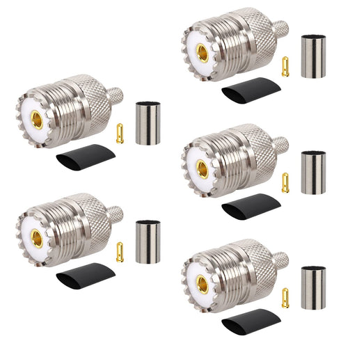 RG8x SO239 Crimp Connector, UHF Female Coax Adapter for RG8X/LMR240 Coaxial Cable