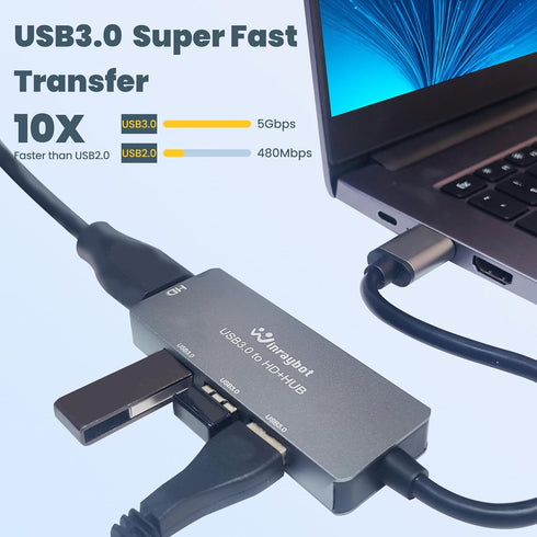 USB to HDMI Adapter, USB Hub with HDMI, USB 3.0 to HDMI Adapter for Monitor