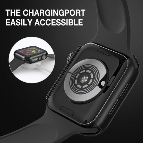 Case for Apple Watch 38MM Series 3/2/1 with Built-in Tempered Glass Screen Protector, Ultra-Thin Bumper Hard PC Cover