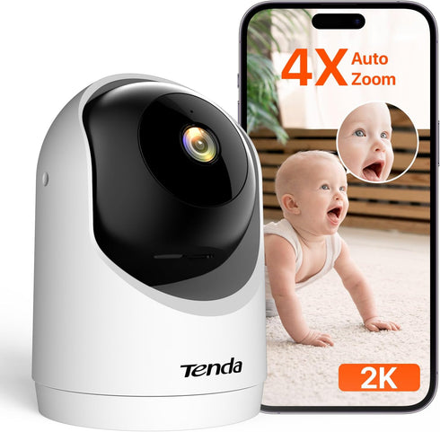 Tenda 2K Indoor Security Camera for Baby Monitor, WiFi 6 Pet/Dog Camera for
